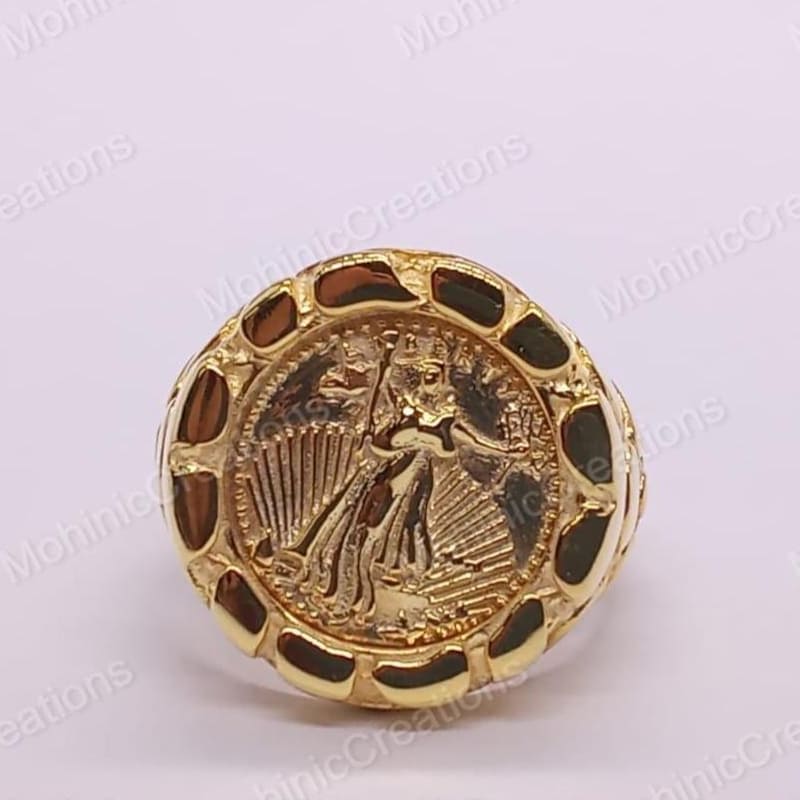 14K Gold Plated Sterling Silver LIBERTY Coin Ring