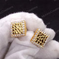 Men's Valentine Day Gift Square Cubic Zirconia Stud Earrings | 14k Gold Plated Sterling Silver