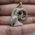 Round Cut Lab Diamond Horoscope Shae Charm Pendant, Men's Gift 14K Gold Plated 925 Sterling Silver