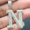 Cubic Zirconia Initial Pendant, 14K Gold Plated Sterling Silver Custom Letter Charm