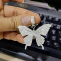 Moissanite Diamond Butterfly Pendant, 925 Sterling Silver 18" Chain