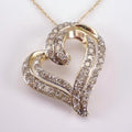 CZ Diamond Open Heart Pendant Necklace, 14k Yellow Gold Plated 925 Silver