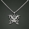 Valentine's Gift CZ Diamond Butterfly Pendant Necklace, 925 Sterling Silver