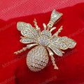 Round Cut Moissanite Diamond Honey Bee Charm Pendant 925 Sterling Silver 14k Gold Plated