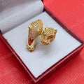 For Him Gift Moissanite Diamond Panther Ring, 14k Gold Plated 925 Silver Bypass Ring