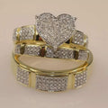 Moissanite Diamond Trio Wedding Ring Set | 14K Yellow Gold Plated