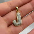 14K Gold Plated Sterling Silver CZ Diamond Initial Pendant, Custom Letter Charm
