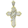 Moissanite Diamond Cross Pendant, Two Tone Gold Plated 925 Silver