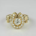 Moissanite Diamond Horseshoe Ring, 14K Gold Plated 925 Silver