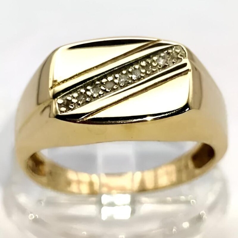 Moissanite Cluster Men's Ring, 14K Yellow Gold Plated 925 Sterling Silver Wedding Band