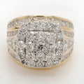 Men's Two Tone Gold Plated CZ Diamond Cluster Wedding Ring, 925 Silver