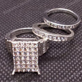 Sterling Silver Cubic Zirconia Trio Wedding Ring Set