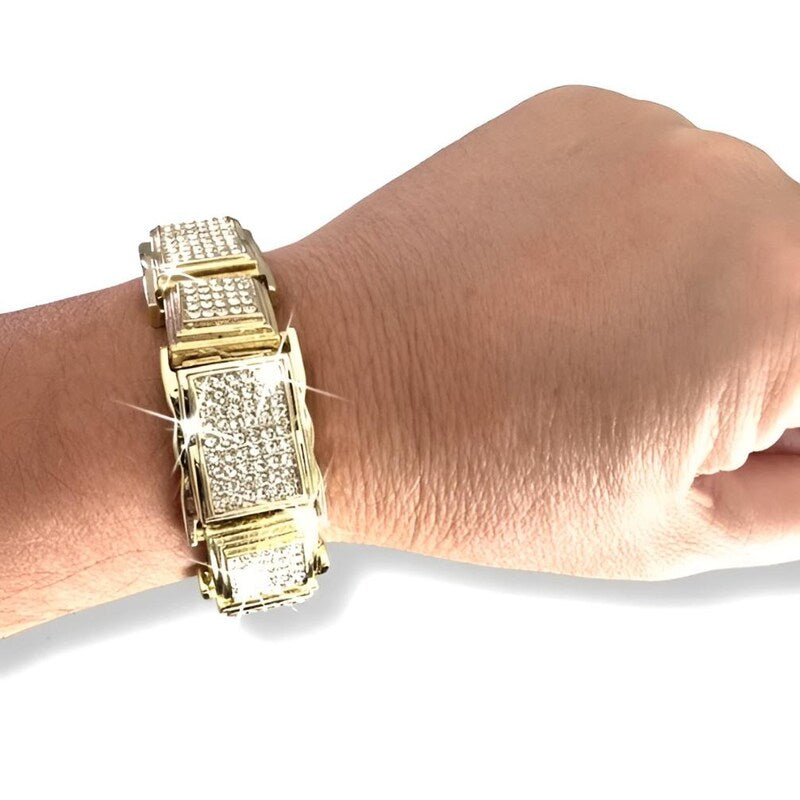 Men's 20MM Moissanite Diamond Tennis Bracelet, 14K Gold Plated Sterling Silver