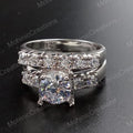Filigree Lab Diamond Sterling Silver Wedding Ring Set