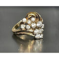 2 Ct Round Cut Moissanite Diamond Cluster Ladies Engagement Ring 14k Yellow Gold Plated