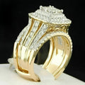 14k Yellow Gold Plated Women's & Men's Filigree Ring Set, Lab Diamond, Bridal Promise Ring