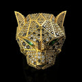 Men's Panther Ring: 14K Gold Plated Sterling Silver CZ Engagement Wedding
