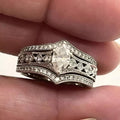 Marquise Cut Lab Diamond Sterling Silver Wedding Ring Set (14K White Gold Plated)