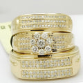 His Her Wedding Ring Trio Set – Sterling Silver Moissanite Diamond Bridal Band