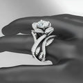 Pretty Women's Moissanite Cluster Engagement Wedding Ring Set, 14k White Gold Plated Sterling Silver