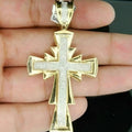 Men's Sterling Silver Moissanite Diamond Cross Pendant, 14K Two Tone Gold Plated
