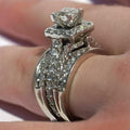 Princess Cut Moissanite Diamond Ring, 925 Sterling Silver Bridal Set Enhancer Bands