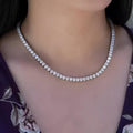 18" Moissanite Diamond Tennis Necklace, 14K White Gold Plated Sterling Silver