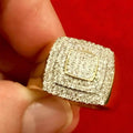Men's 925 Sterling Silver 2Ct Round Cut Lab Diamond Cluster Ring 14K Gold Plated