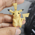 Pikachu Cartoon Pendant: 14K Yellow Gold Plated Moissanite Diamond Charm