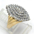 Women's Moissanite Diamond Cluster Cocktail Ring Ring, 14K Two Tone Gold Plated 925 Silver