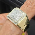 14K Gold Plated Men's Sterling Silver 2Ct Round Cut Lab Diamond Cluster Engagement Ring
