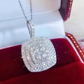 Sterling Silver Moissanite Pendant Necklace, Round Cut Bridal Jewelry