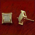 Square Moissanite Diamond Stud Earrings, Sterling Silver, 14K White Gold Plated