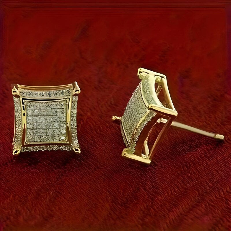 Square Moissanite Diamond Stud Earrings, Sterling Silver, 14K White Gold Plated