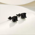 Round Cut Black Diamond CZ Hoop Earrings, 14K Black Gold Plated Sterling Silver