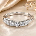 Sterling Silver Half Eternity Moissanite Band, 14K White Gold Plated Ring