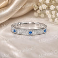 Eternity Band Ring, Lab Created Blue Topaz, Diamond, 14K White Gold Plated Sterling Silver