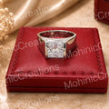 Men's Princess Cut Moissanite Wedding Ring, 925 Sterling Silver, 14K White Gold Plated