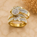 His & Her Moissanite Diamond Engagement Ring Set – 14K Gold Plated Sterling Silver Wedding Bands