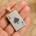 Moissanite Diamond Ace of Spades Men's Charm Pendant, 925 Sterling Silver