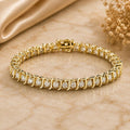 Moissanite Diamond Tennis 7 Inch Bracelet, 14K Gold Plated Sterling Silver,