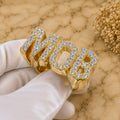 Custom Name Ring: 14K Yellow Gold Plated Sterling Silver, Moissanite Diamond Band