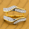 925 Silver Round Cut Moissanite Enhancer Women's Ring, 14K Yellow Gold Finish