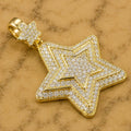 Moissanite Diamond Star Pendant, 14K Yellow Gold Plated Sterling Silver