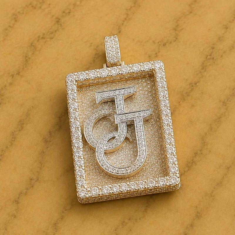 Custom Letter Pendant Only, Sterling Silver Cubic Zirconia, 14k Yellow Gold Plated