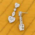 3CT Heart & Marquise Cut Diamond Pretty Drop Dangle Earring 14k White Gold Plated Push Back 925 Sterling Silver