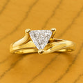 Trillion Cut Moissanite Solitaire Ring, 14K Yellow Gold Plated 925 Silver