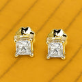 Unisex Screw Back Princess Cut Moissanite Sterling Silver Stud Earrings, Solitaire Earring