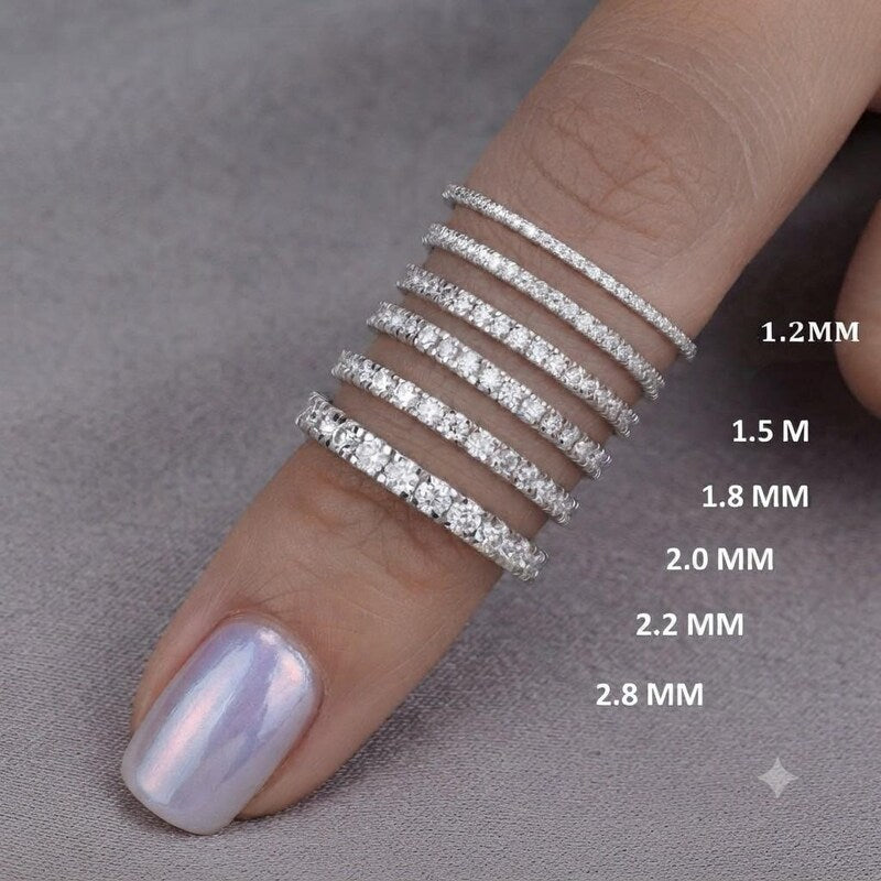 Half Eternity Sterling Silver Ring, 14k Rose Gold Plated Thin Band, Pavé Diamond Stacking Band, Dainty Wedding Ring