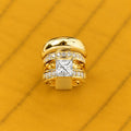 Wedding Engagement Trio Ring Set, His & Her Gifted Ring, 14K Yellow Gold Plated, 2.10Ct Princes Cut CZ Diamond